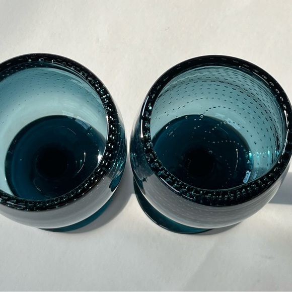 Beijing Housewares blue bubble blown glass goblets, stemware, designer glasses - Picture 7 of 14